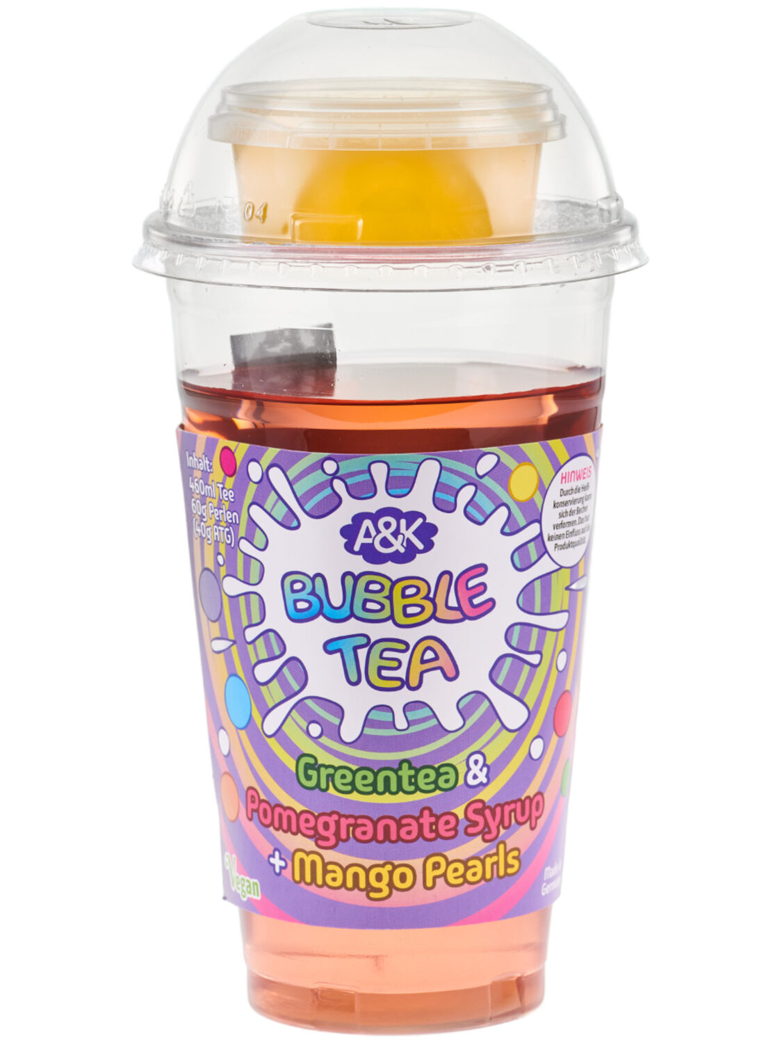 A & K bub-t Green Tea & Pomegranate Syrup 460ml mit Mango Pearls 60g (40g ATG)